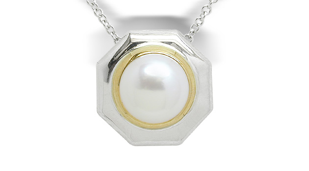 Pearl Slider a Japanese Akoya Cultured Pearl Pendant