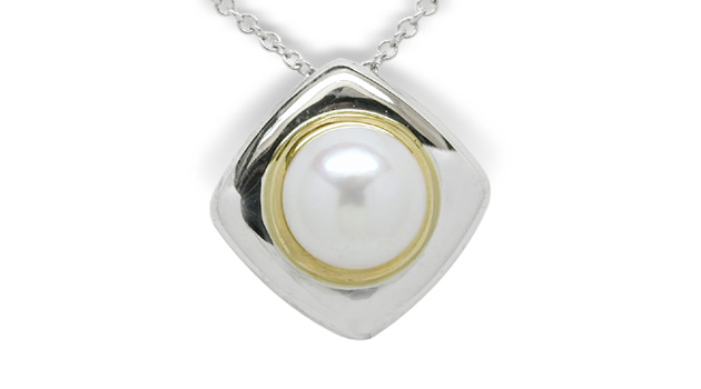 Pearl Slider a Japanese Akoya Cultured Pearl Pendant