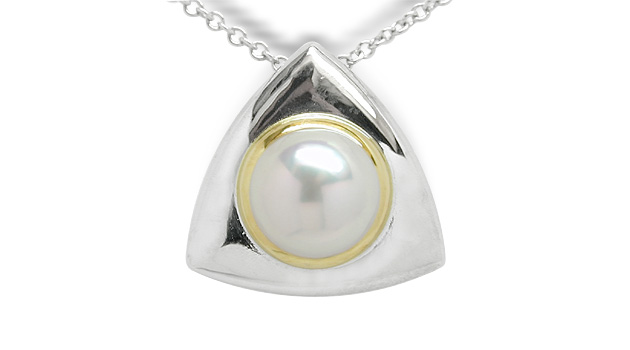 Pearl Slider a Japanese Akoya Cultured Pearl Pendant