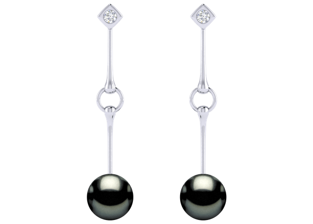 Petunia a Black Tahitian Cultured Pearl Earring