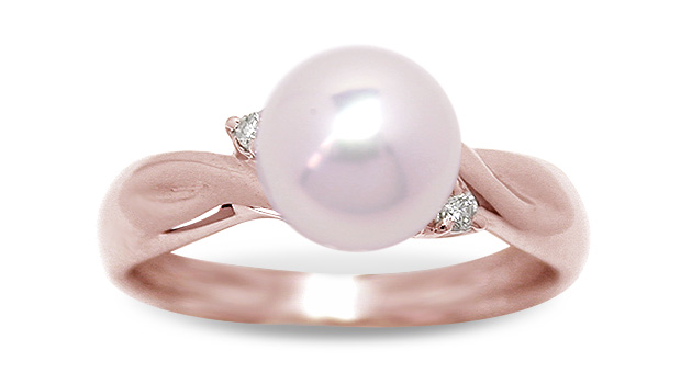 Pink Casse Japanese Akoya Cultured Pearl Ring