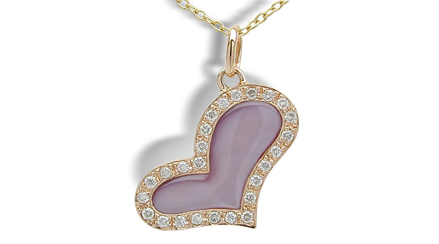 SOLD - Pink Heart a Mother of Pearl Pendant