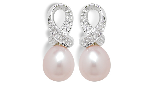 Pink Ribbon a Freshwater Cultured Pearl Earring