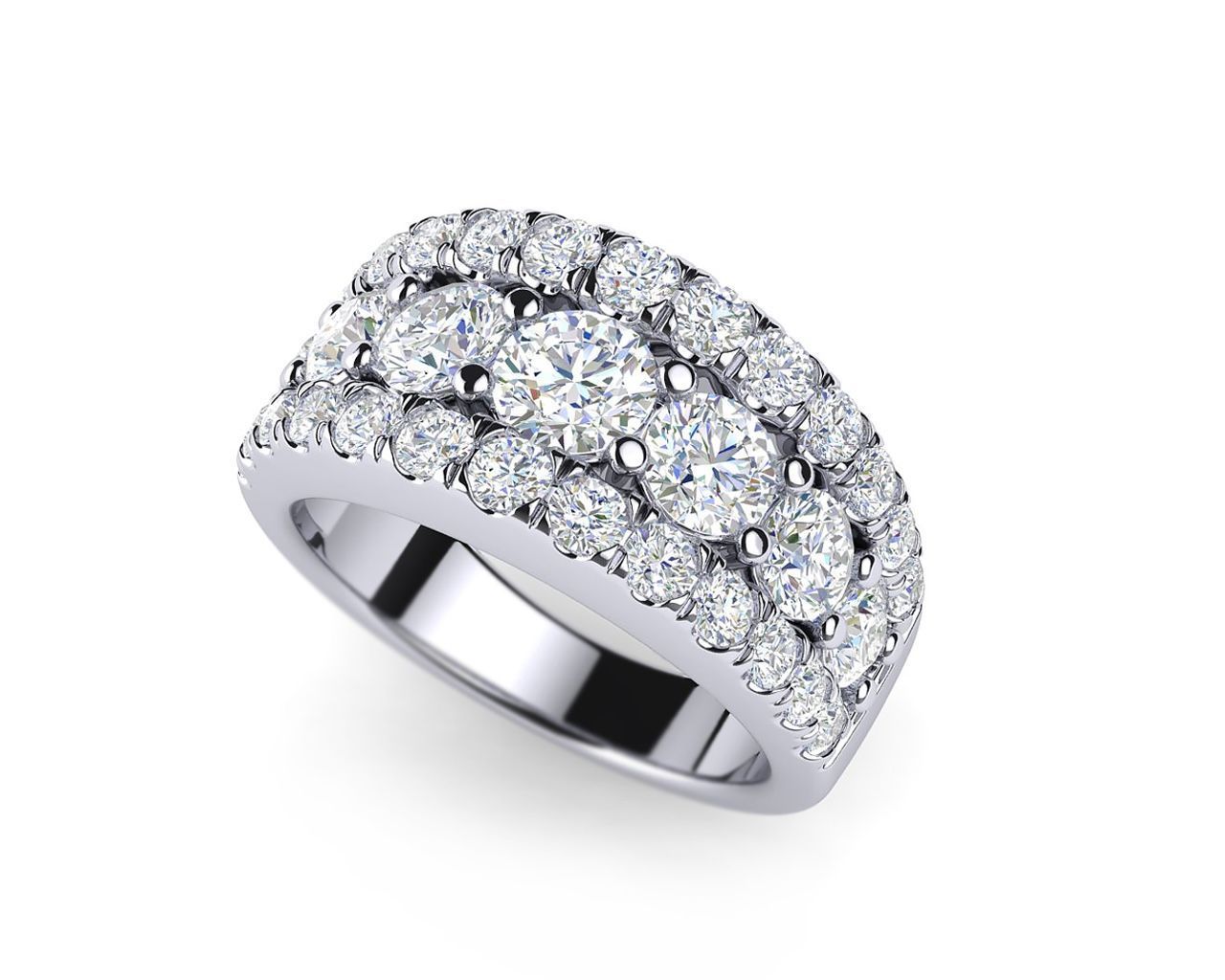 Platinum and Diamond Ring I Color VS Clarity 3 carats t.d.w.