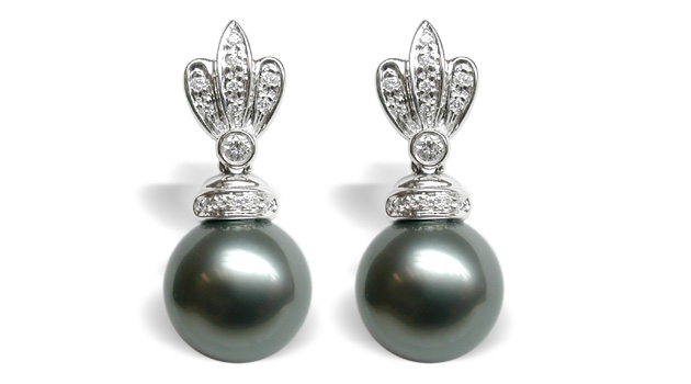Pocahontas Black Tahitian South Sea Pearl Earrings