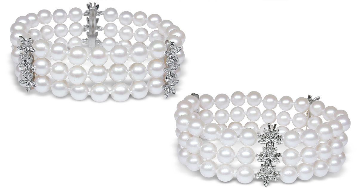 Poppy a Triple Strand Pearl Bracelet