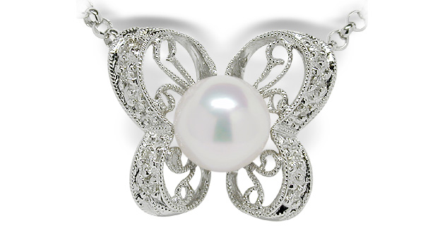 Queen Butterfly a Japanese Akoya Cultured Pearl Necklace