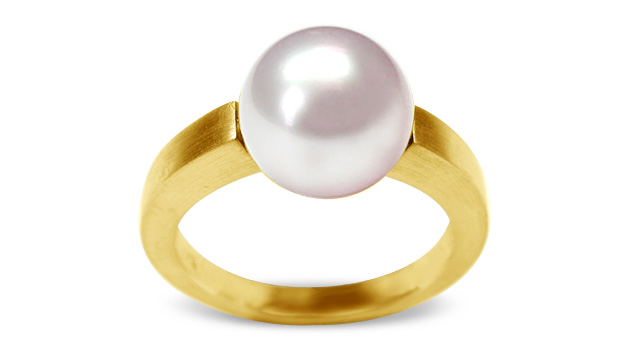 Rosé Steel a Japanese Akoya Cultured Pearl Ring