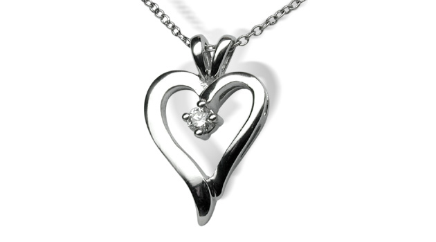 Single Diamond Heart Pendant
