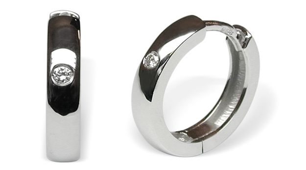 Single Diamond Hoop Earring