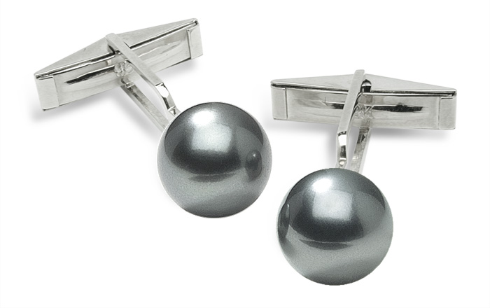 Sleeve Cuff Links - Grey Tahitian Cultured Pearl - 14K Gold