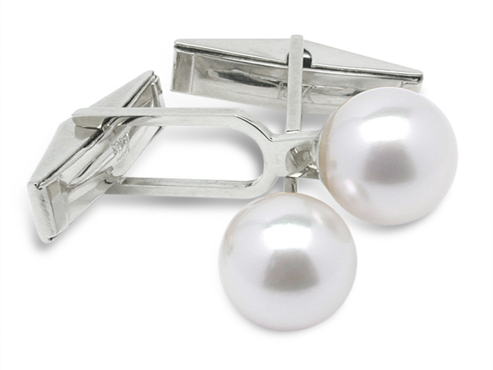 Sleeve Cuff Links - Japanese Akoya Cultured Pearl - 14K Gold