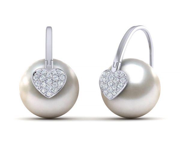 South Sea Pearl Arc De Triomphe Heart Earring