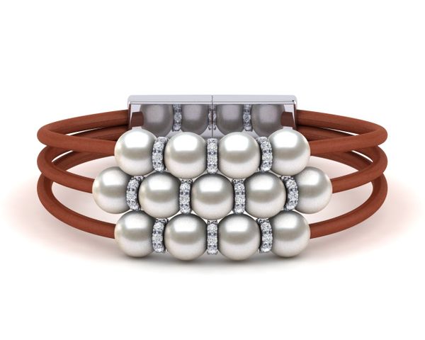 South Sea Pearl Rondell Leather Bracelet