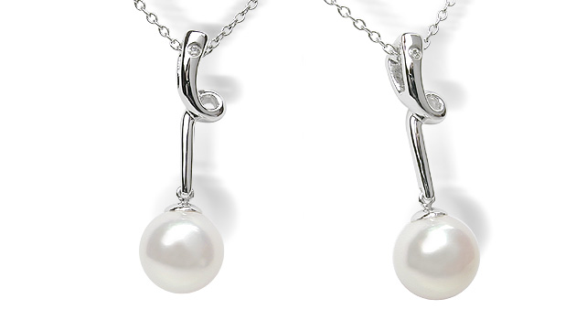 Spring Drop White Japanese Akoya Cultured Pearl Pendant