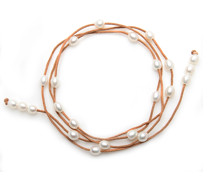 St. Barts White Pearl & Sand Color Lariat