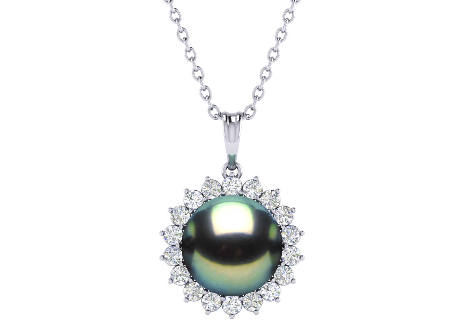Sunflower Peacock Tahitian South Sea Pearl Pendant