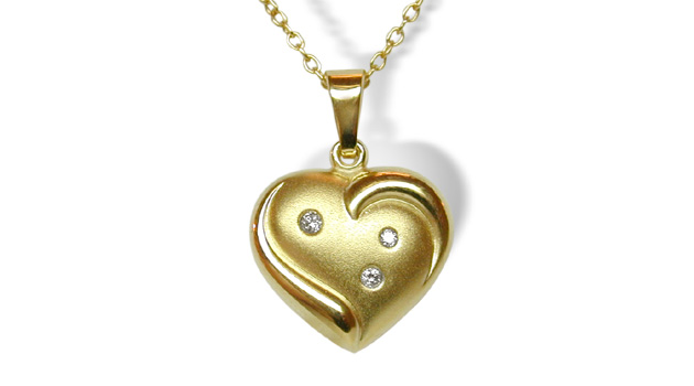 Swash Heart and Diamond Pendant