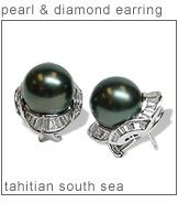 Tahitian Black Pearl and Baguette Diamond Earrings