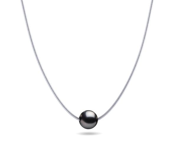 Tahitian Dark Black Pearl On Snake Chain