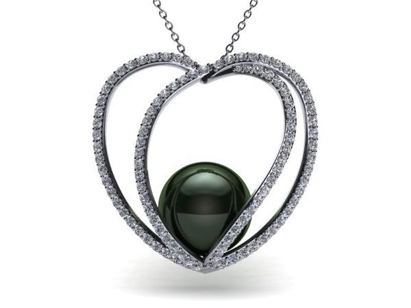 Tahitian Pearl 3D Heart Pendant