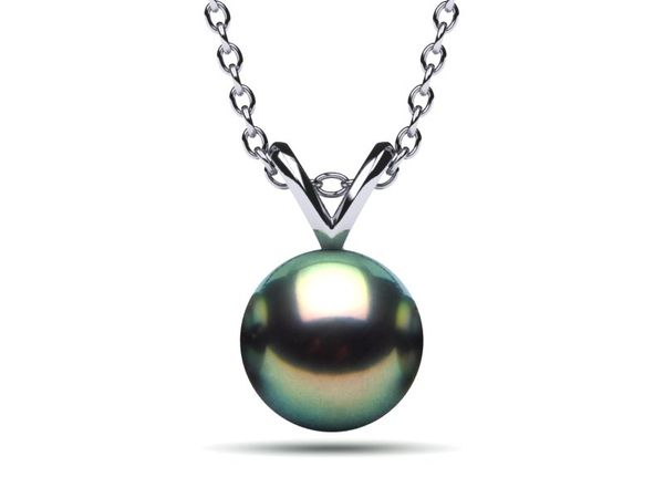Tahitian Pearl 8mm Pendant Peacock