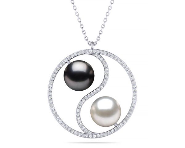 Tahitian Pearl and Diamond Yin Yang Pendant