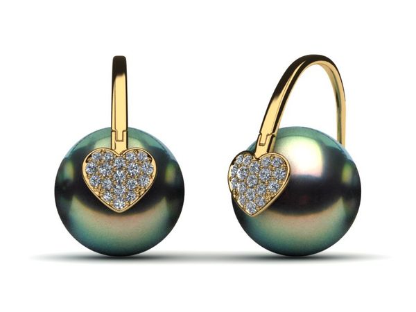 Tahitian Pearl Arc De Triomphe Heart Earring