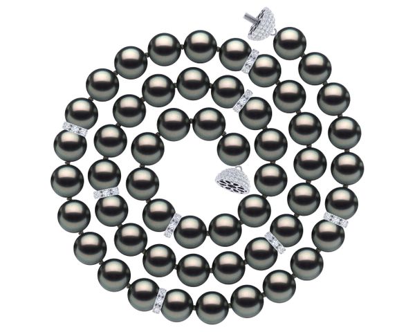 Tahitian Pearl Diamond Rondell Necklace