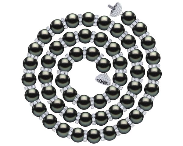 Tahitian Pearl Diamond Rondell Necklace | Every Other Pearl