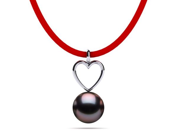 Tahitian Pearl Leather Heart Necklace