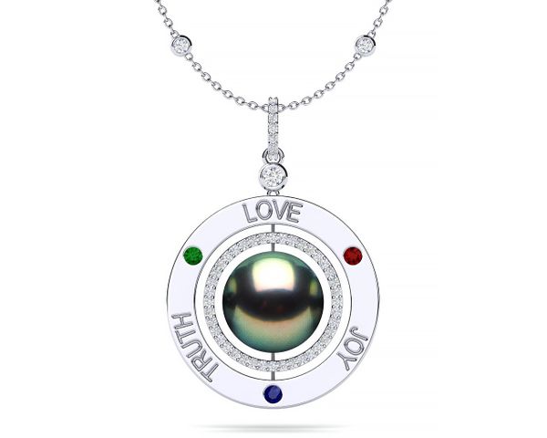 Tahitian Pearl Love Truth Joy Amulet Necklace