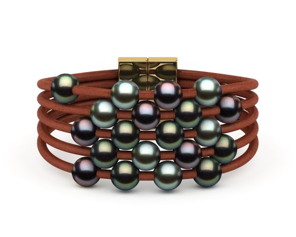 Tahitian Pearl Round Waterfall 5 Row Bracelet