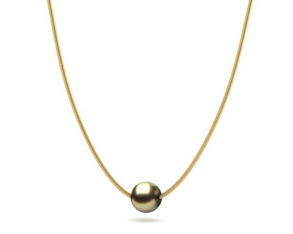 Tahitian Pistachio Pearl On Snake Chain