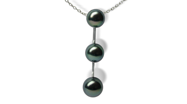 Three Black Tahitian Cultured Pearl Pendant