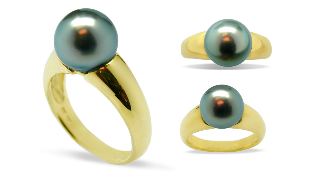 Tres Jolie Black Tahitian Ring -8mm