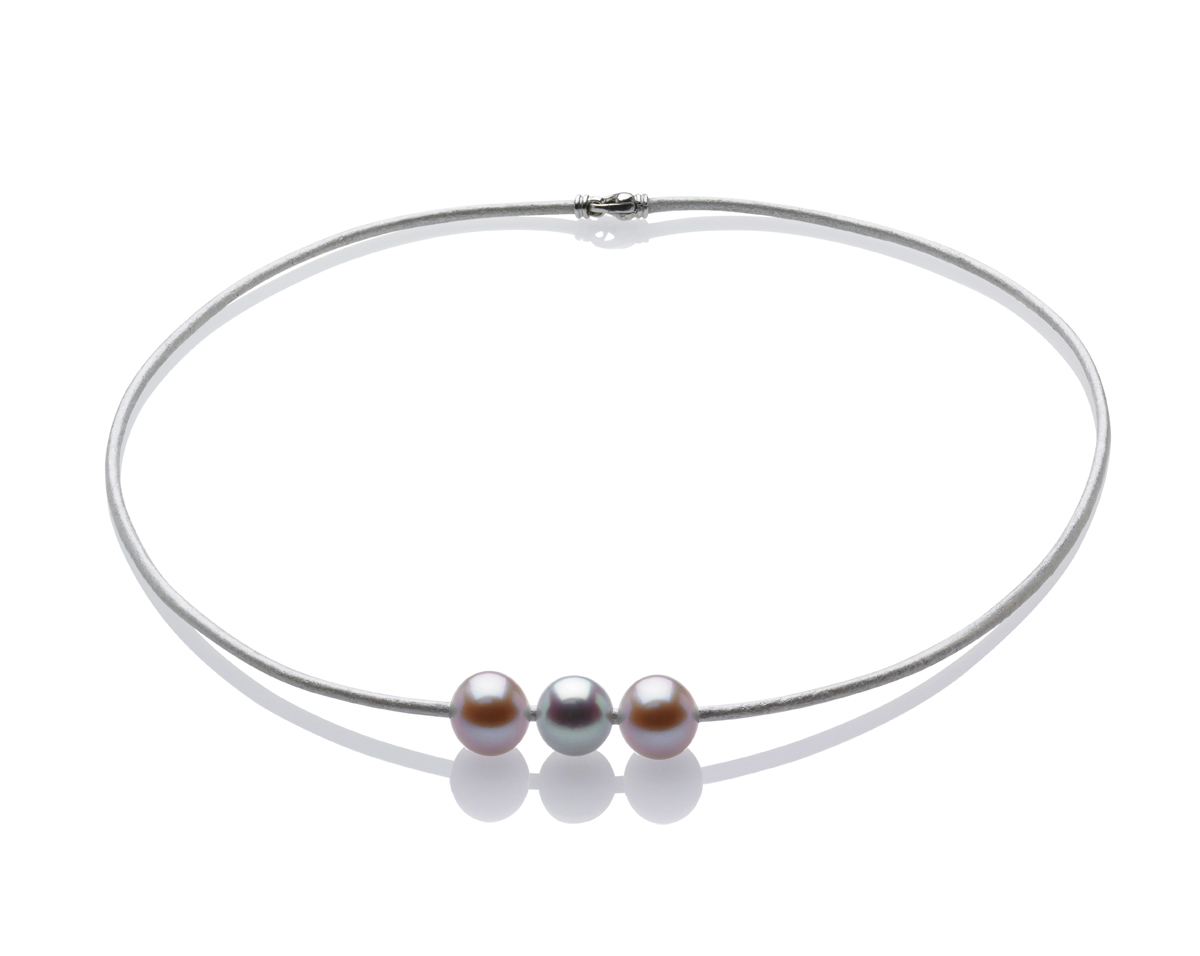 Triple Pearl and Cord Necklace