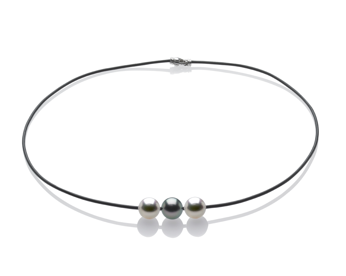 Triple Pearl and Cord Necklace
