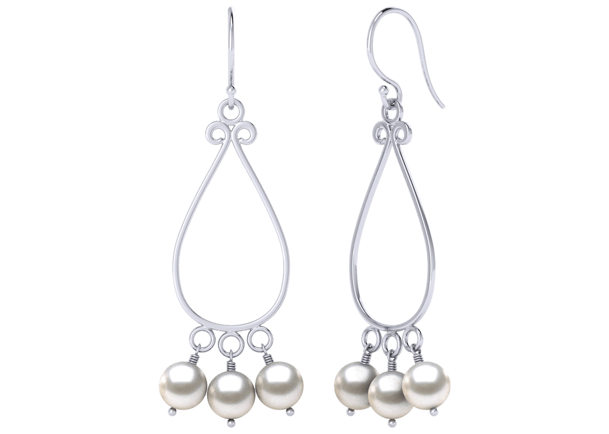 Triple Pearl Dangle Cultured Pearl Earring