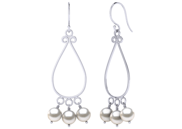 Triple Pearl Dangle Cultured Pearl Earring