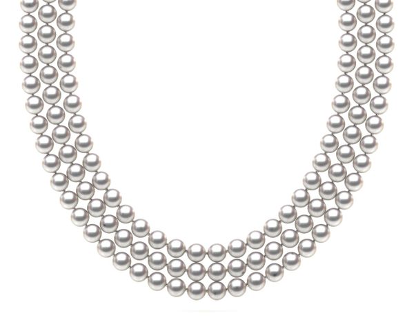 TRUE AAA Quality 6.5 x7mm White Akoya Cultured Pearl Triple Strand Necklace