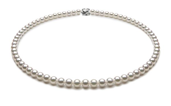 TRUE AAA Quality 6 x 6.5mm White Akoya Cultured Pearl Necklace