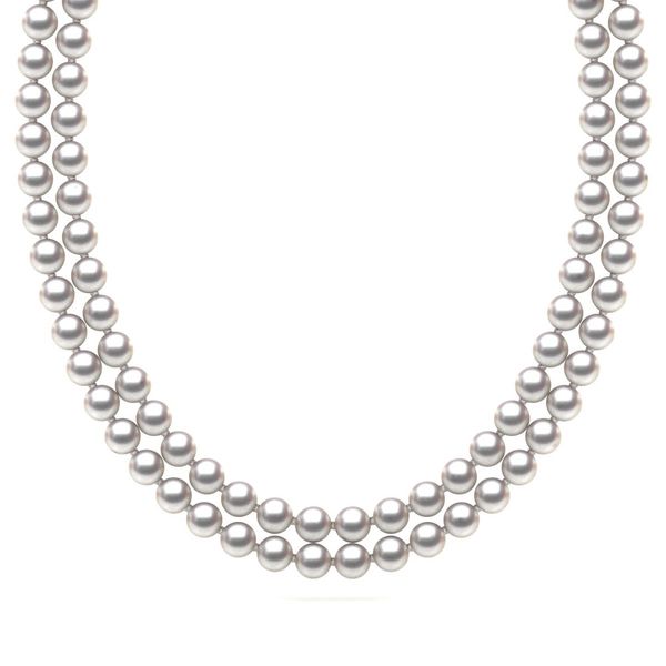 TRUE AAA Quality 7 x 7.5mm White Akoya Cultured Pearl Double Strand Necklace