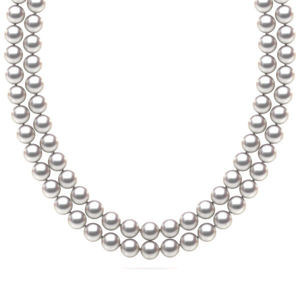TRUE AAA Quality 8 x 8.5mm White Akoya Cultured Pearl Double Strand Necklace