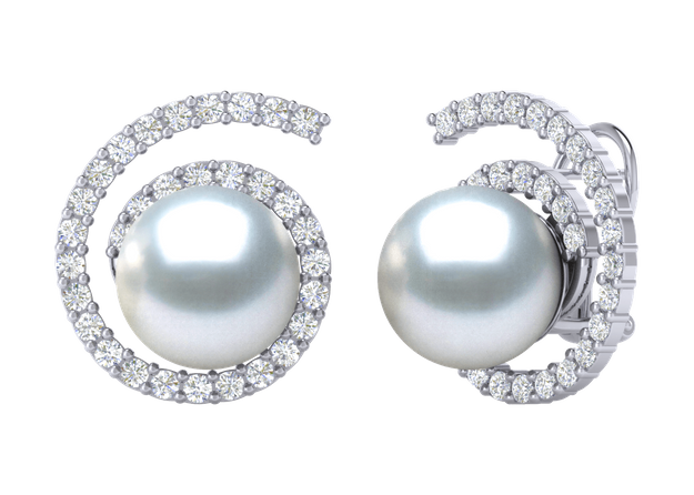 Virgo a White Australian South Sea Cultured Pearl & Diamond Earring