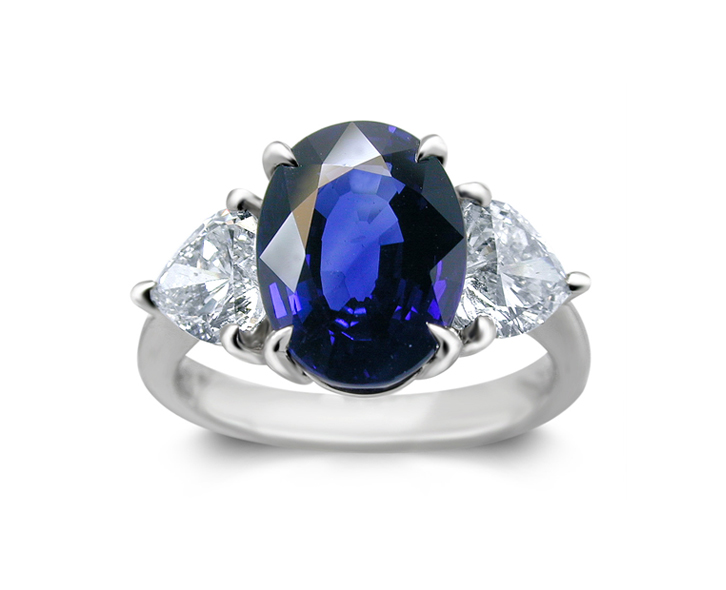 Platinum Blue Sapphire Ring w/1.25cttw. Diamonds