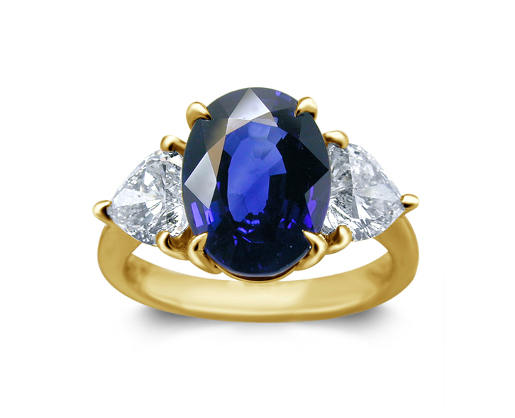18K Yellow Gold Sapphire Ring w/1.25cttw Diamonds