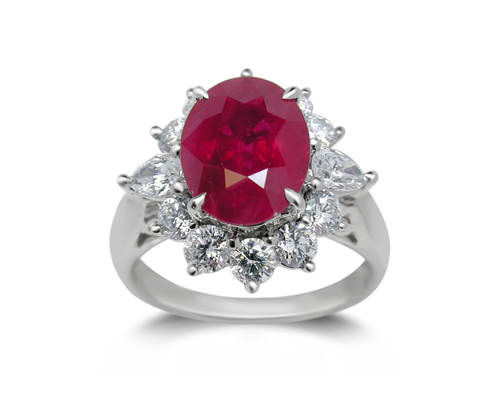 Platinum Ruby Ring w/1.15cttw. Diamonds