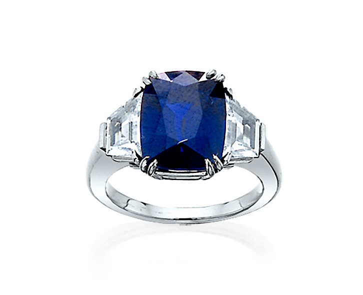 Sapphire and Diamond Platinum Ring