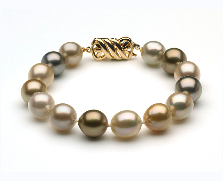 10 to 11mm South Sea Pearl Bracelet Multicolor Baroque